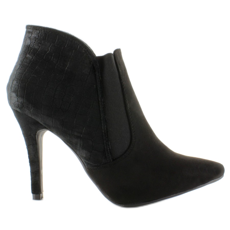 Eleganta stövlar på högklackat mocka 1080 Svart