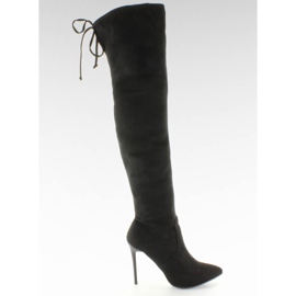 SY-10 Svarta bundna lårhöga stövlar