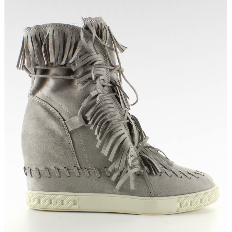 Mockaskor med fransar BL-10 L. Grå