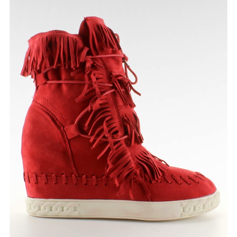 Suede sneakers med fransar BL-10 Red röd