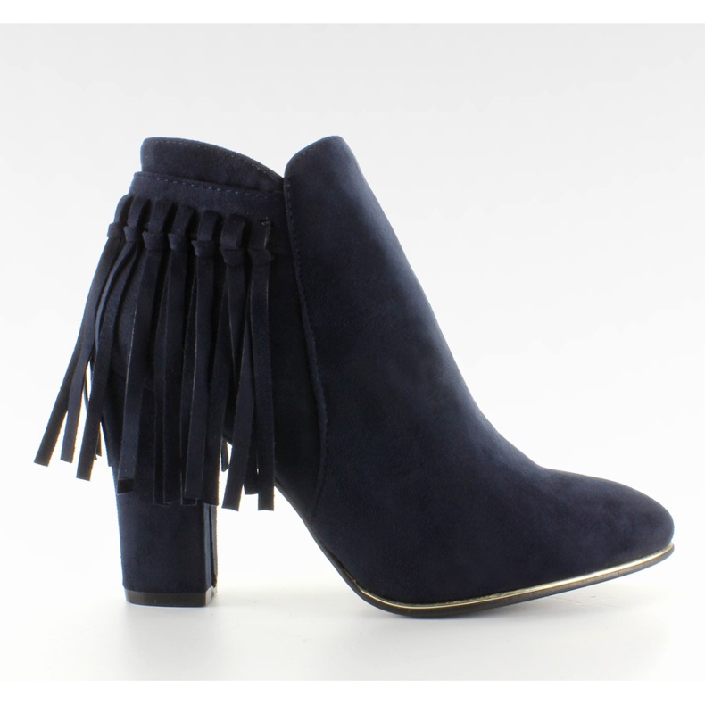 Stövlar med guldrör B908D D. Blå marinblå