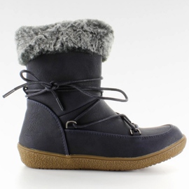 Halva stövlar för barn med Marino päls marinblå