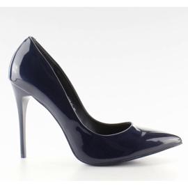 Smala lackerade högklackade E396 Navy marinblå