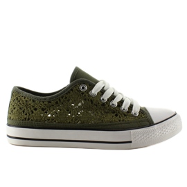 Damsneakers i spets NB89P Grön