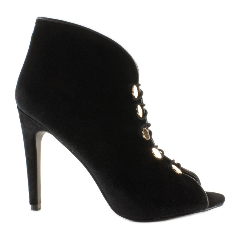 Sammets pumps med öppen tå 1129 Svart