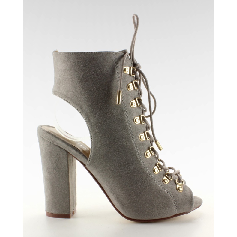 Snörningspumpar med öppen tå JZ-11P Grå