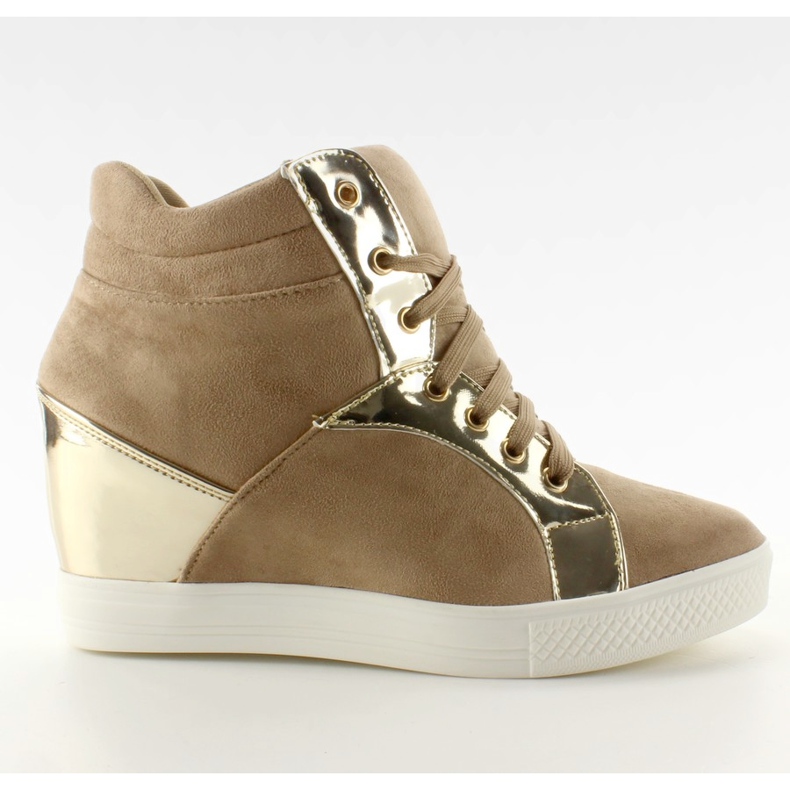 AT-0593-L Khaki sneakers i mocka brun gul