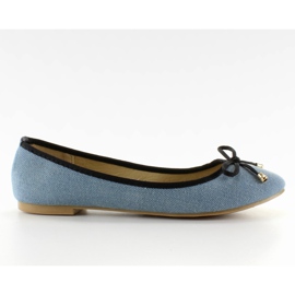 Denim ballerinas med trimning av MB-6380 Lt. blå