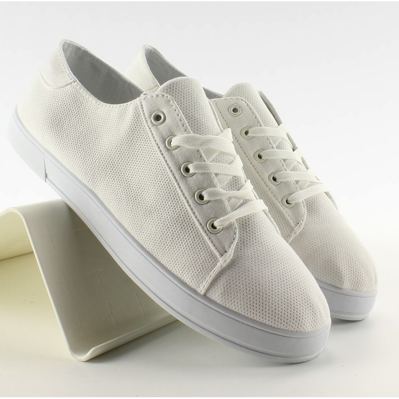 Kvinnors sneakers tyg B779 White vit