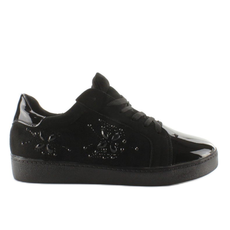 Damsneakers med kristaller T273P Svart