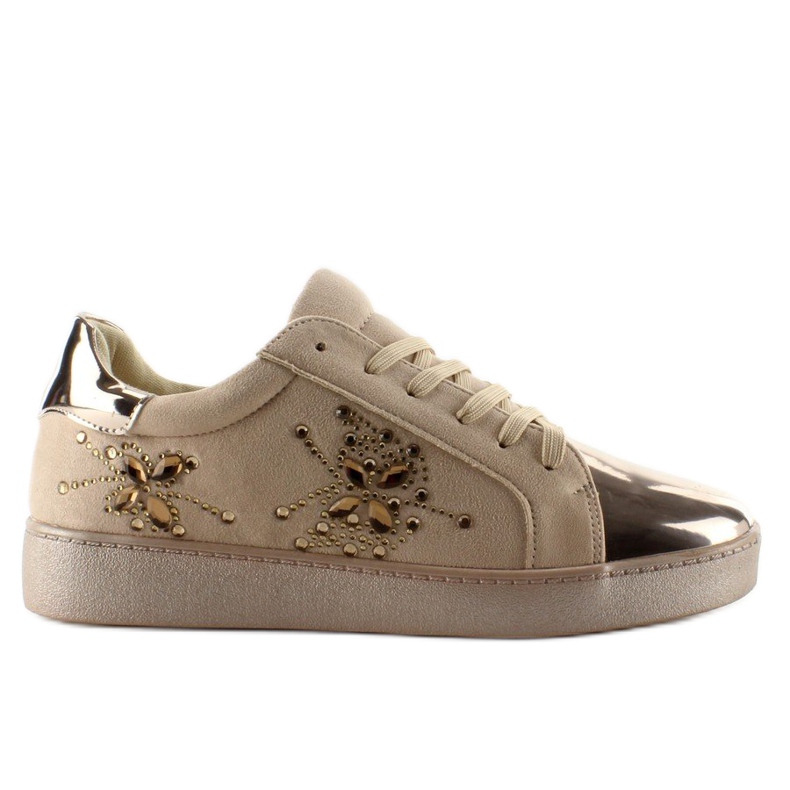 Damsneakers med kristaller T273P Beige