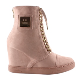 Sneakers med snörning med B-2 Pink tallrik rosa