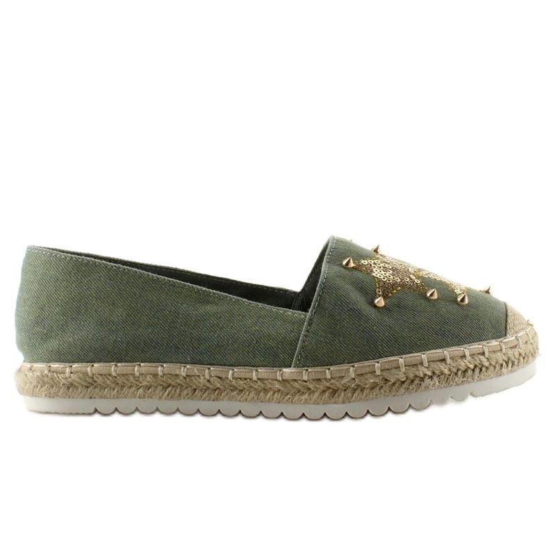Canvas espadrillor med CV-353 Gröna dubbar