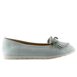 Pastell loafers med T261 blå fransar