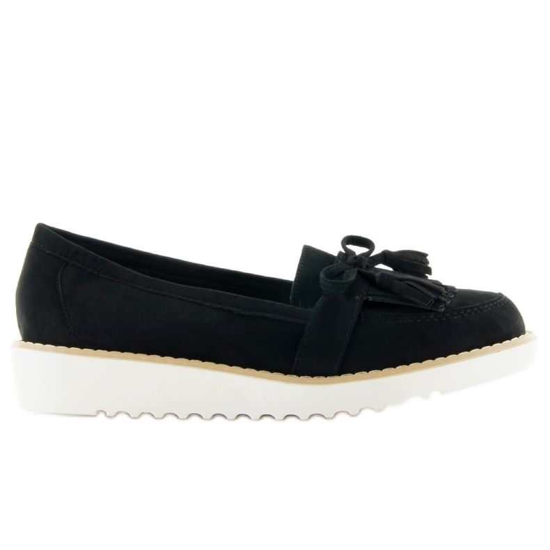 Loafers i mocka, vit sula, T236p svart