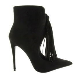 Öppna stövlar med fransar 5035 Svart