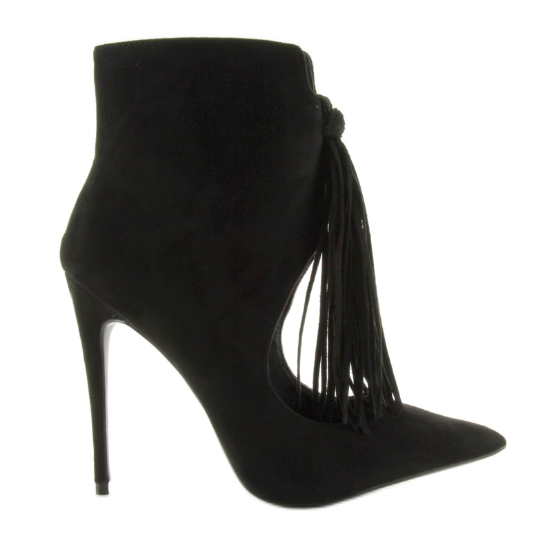 Öppna stövlar med fransar 5035 Svart