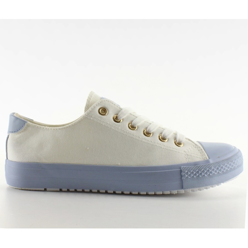 Sneakers på färgglada vita / blå gummi