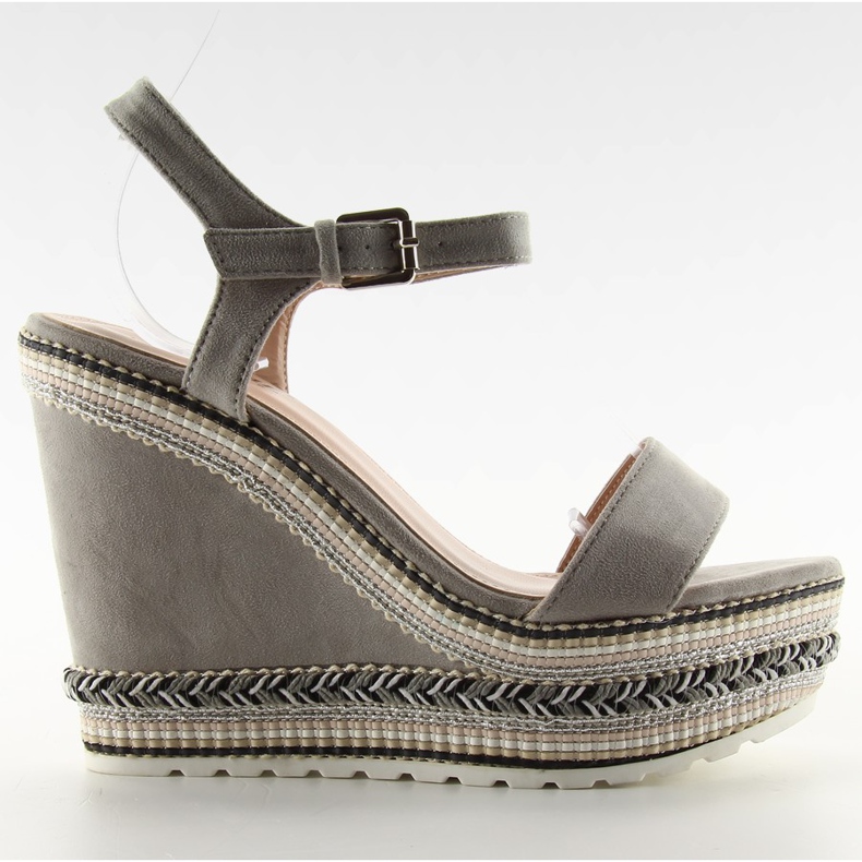 Vackra sandaler på kil LL-56 grå