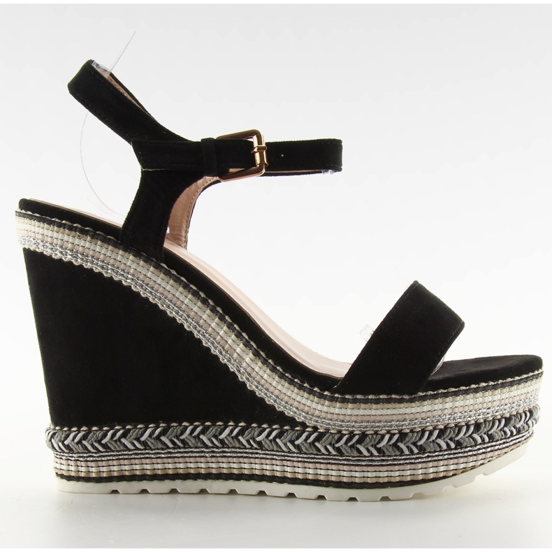 Vackra sandaler på kil LL-56 svart