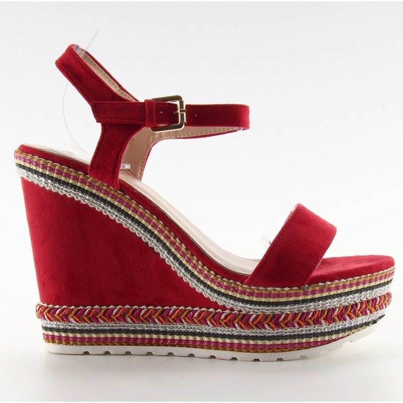 Vackra sandaler på kilen LL-56 ed röd