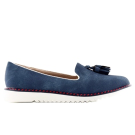 Lordsy loafers med trimning 9014 D. blå