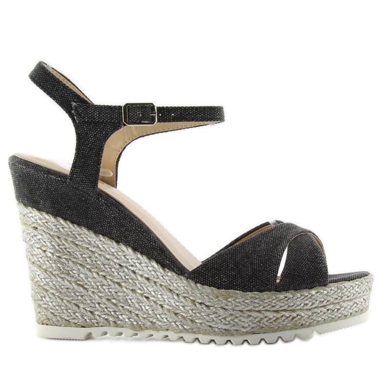 Canvas sandaler på kilen TS-8 svart