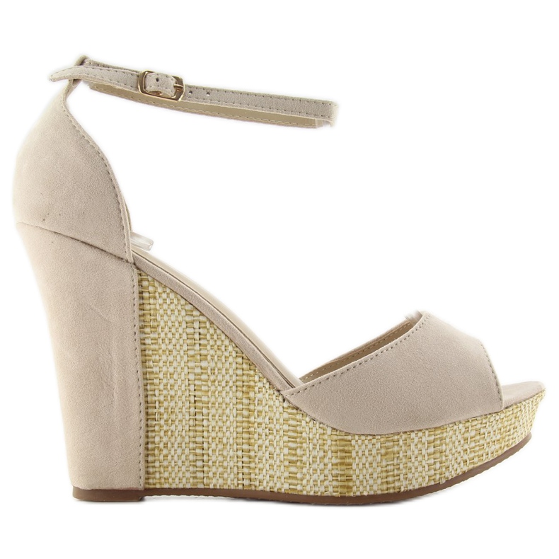 Sandaler på en unik wedge 028 beige