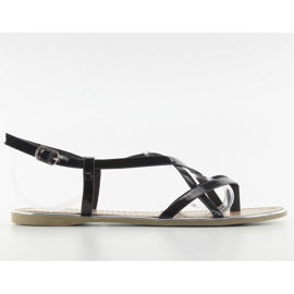 Sandaler med silverklippning h161 svart