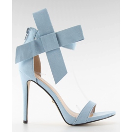 Sandaler på en hög klack med rosett jz-6340 blå