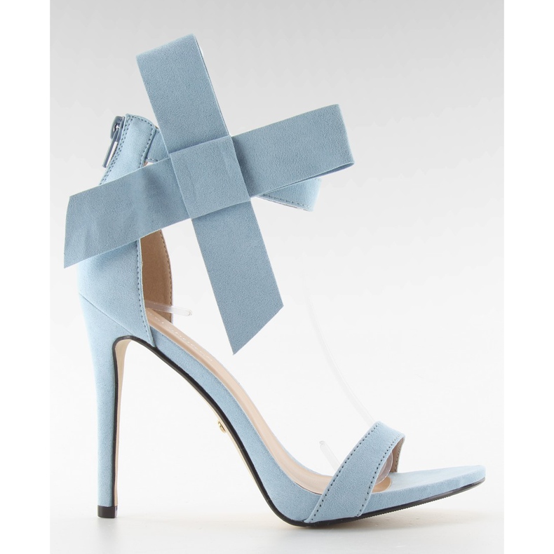 Sandaler på en hög klack med rosett jz-6340 blå