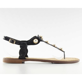 Flipflops med stora pärlor LL-75 Svart