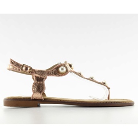 Flipflops med stora pärlor LL-75 Champagne rosa