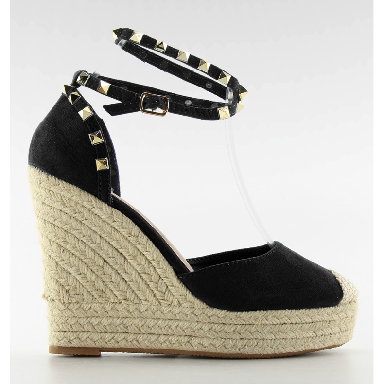 Espadrilles med pinnar på jeansplattformen marinblå