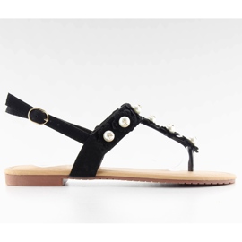 Flipflops med pärlor D-6541 Svart