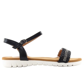 Svarta sandaler med metallglans