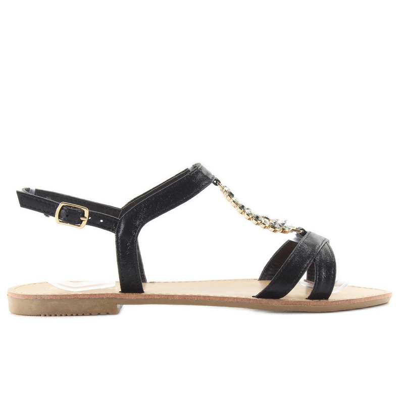 Sandaler med dekorativa svarta stenar