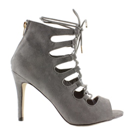 Sandaler med snörning på hög klack Qq01P grå