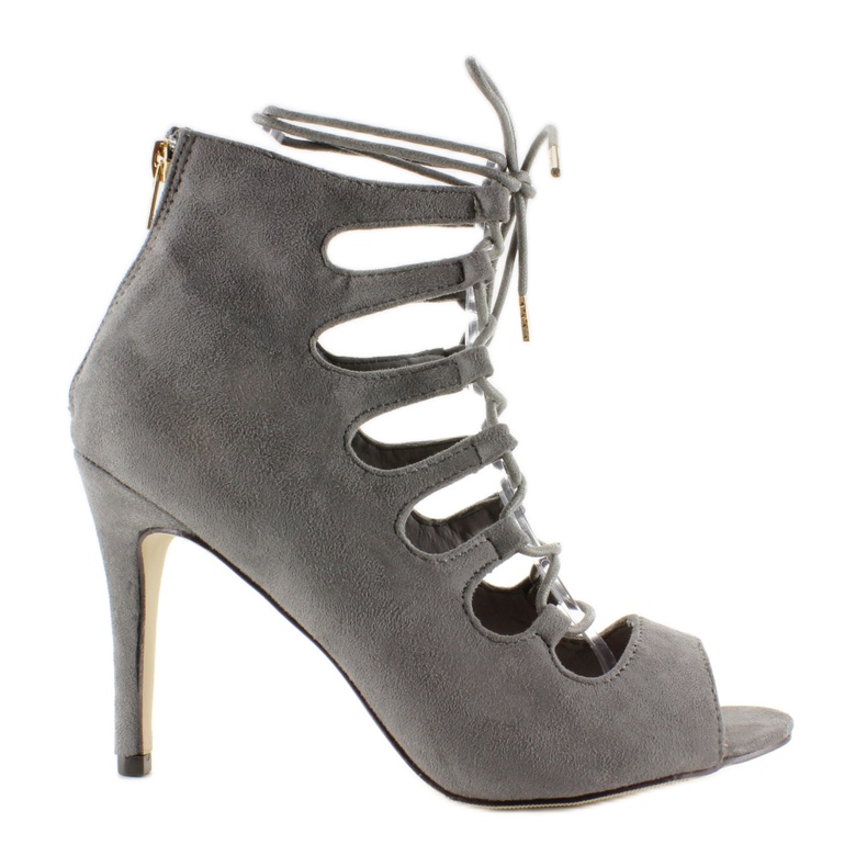 Sandaler med snörning på hög klack Qq01P grå