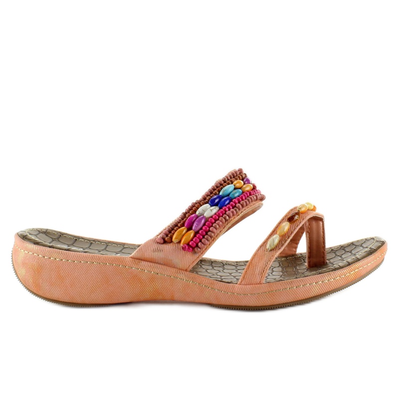 Flipflops med pärlor A123-6 lax orange