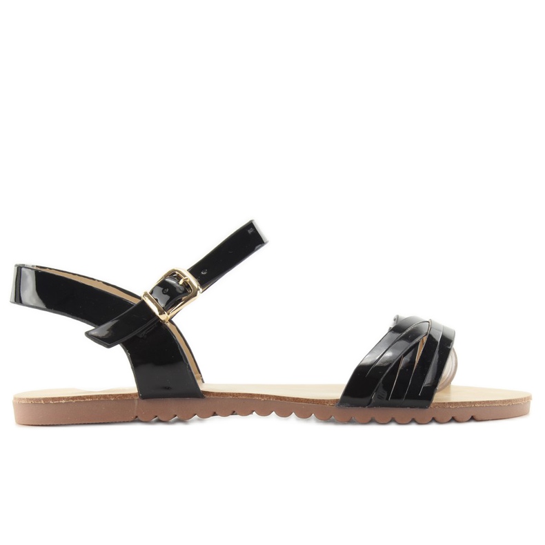 Sandaler med blanka band H8-72 svart