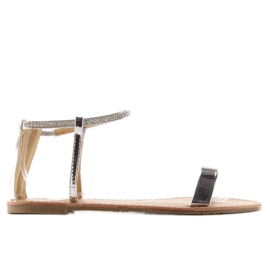 Sandaler med stenar vid ankeln silver grå