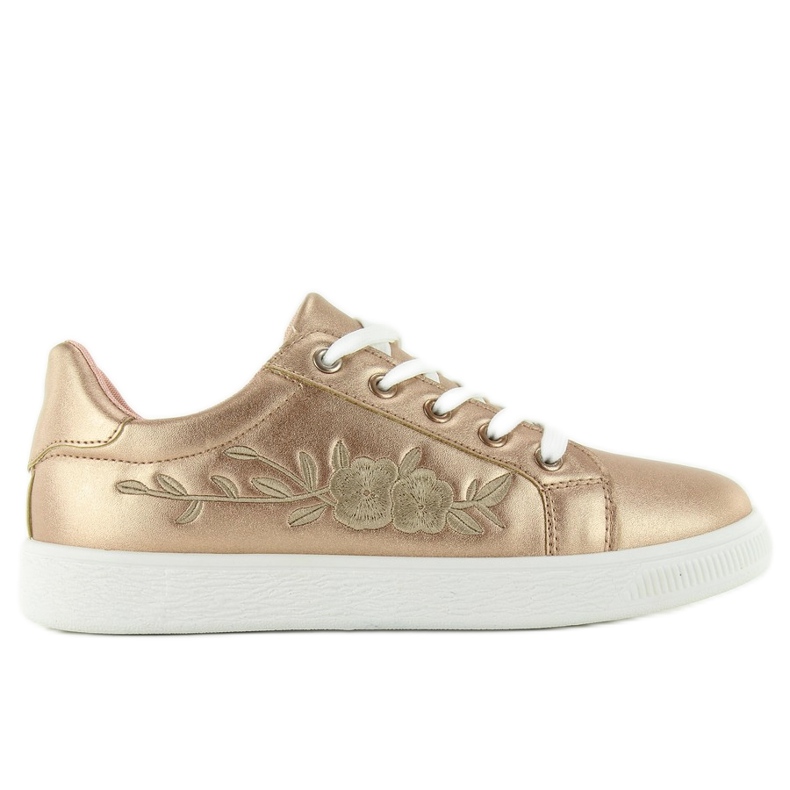 Kopparsneakers med broderi 6732-y Rose Gold gul