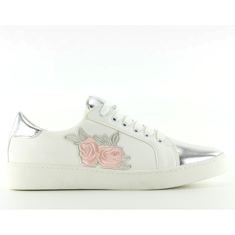 Sneakers med en delikat broderi s-311 Silver vit