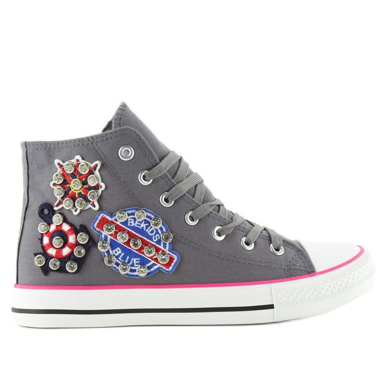 Ankel sneakers med stenar BL101P Grå