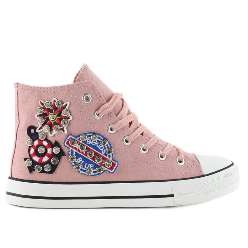 Ankel sneakers med stenar BL101P Rosa