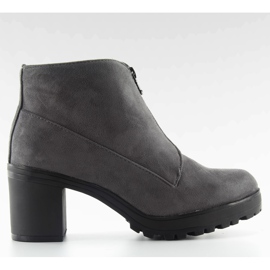 Grå mocka högklackade stövlar 669-4 grå