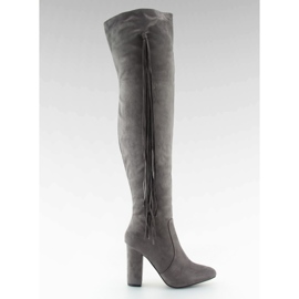 Fringed Over-Knee Boots C77P Grå
