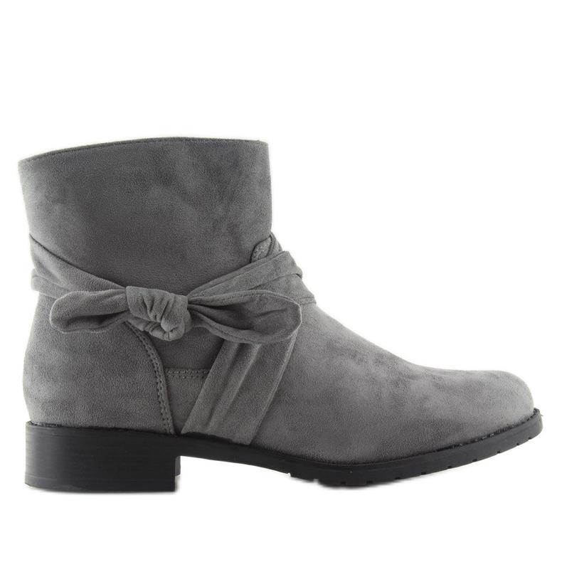 Mockastövlar med rosett B7713 Grå