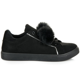 Groto Gogo Sneakers i mocka med pomponger svart